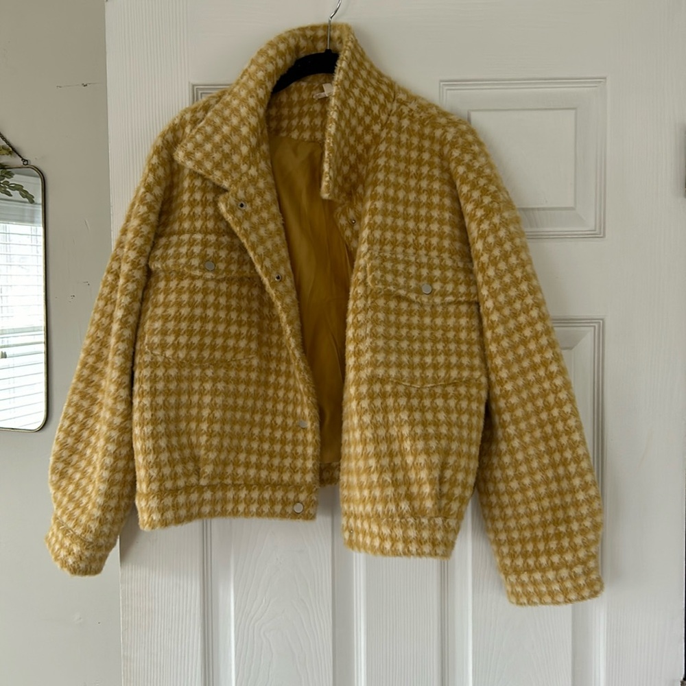 Yellow fur jacket